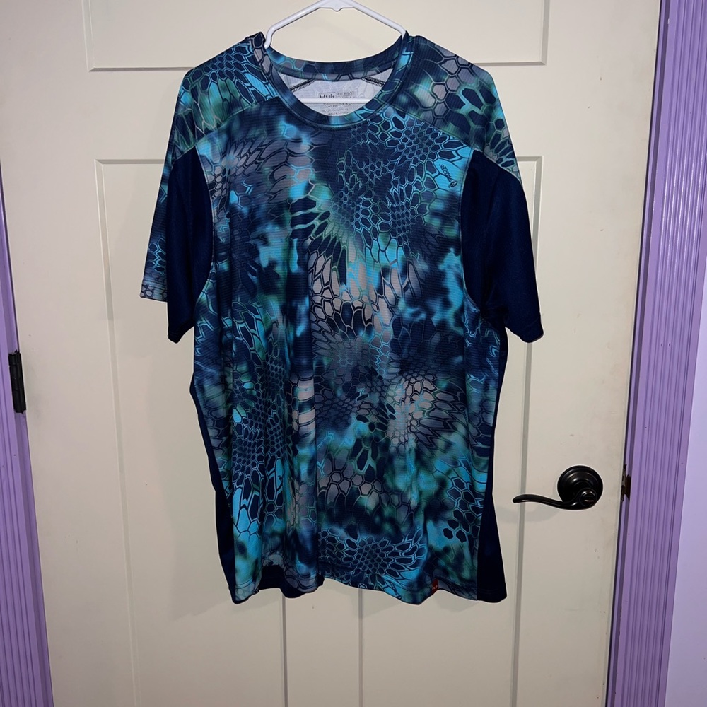 HUK Blue Patterned Performance Shirt